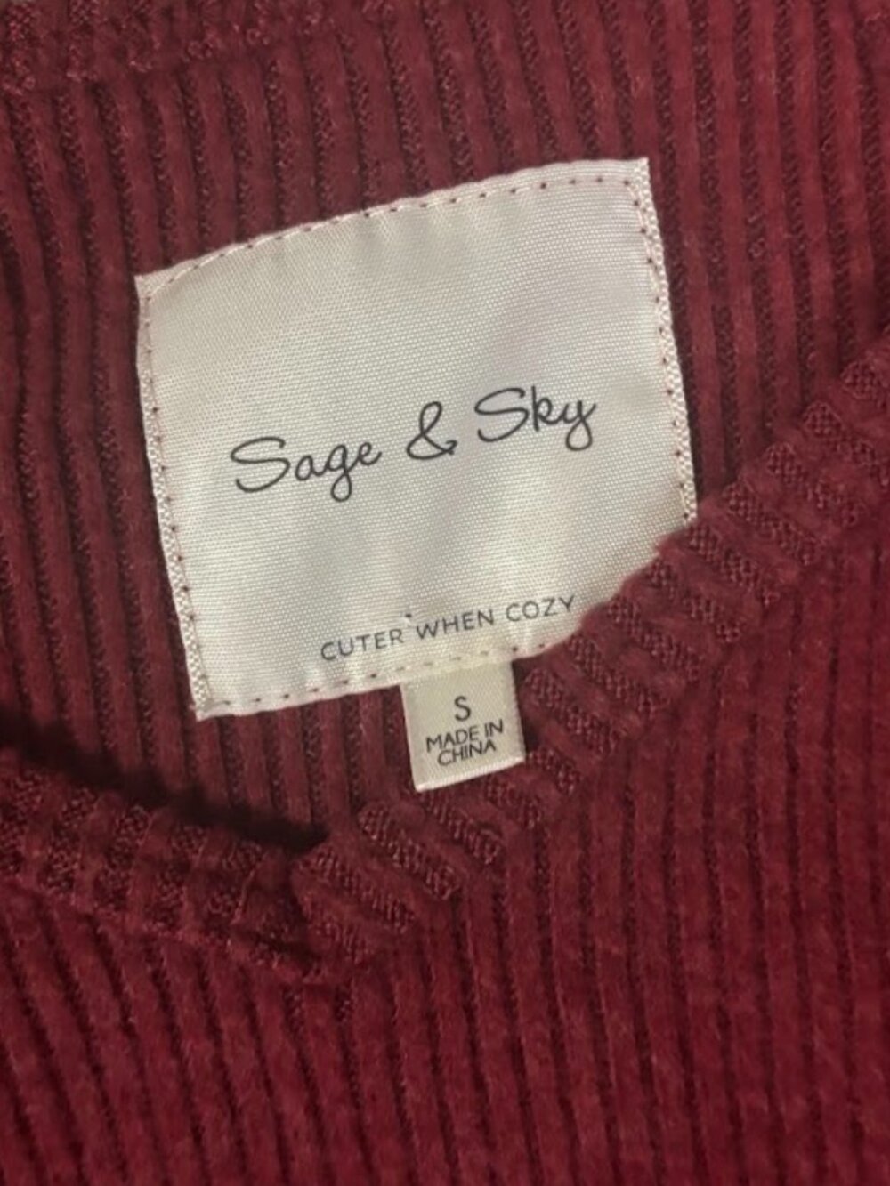 Sage & Sky Maroon Ribbed Harem Loungewear Jumpsuit - Small - Picture 4 of 5